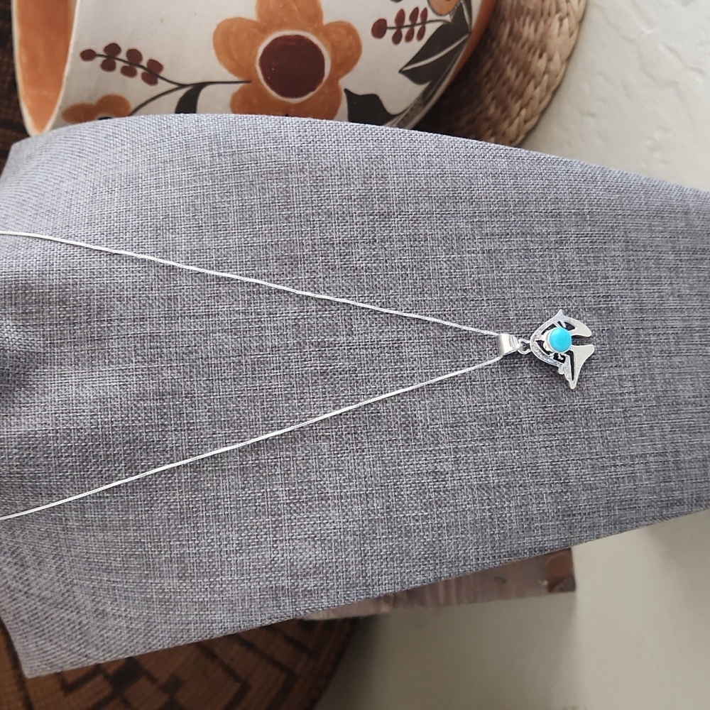 NWOT Native American Navajo Turquoise and Sterling Bear Pendant & Chain 💙🐻🩶